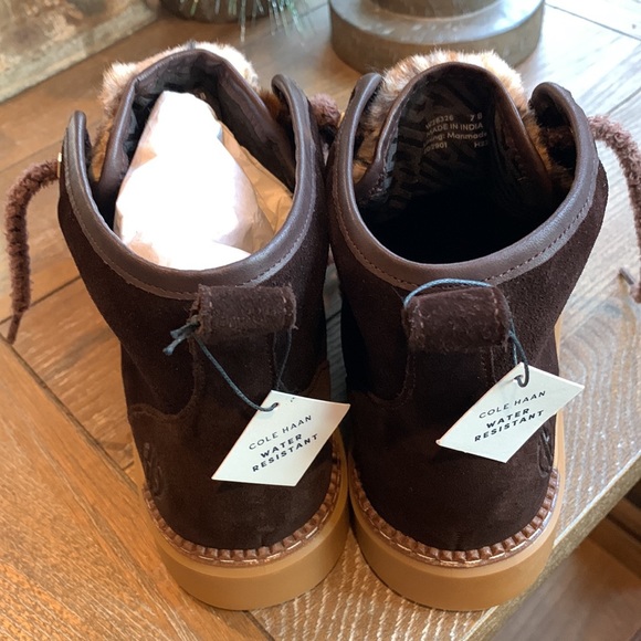 NWT COLE HAAN summit chaka bootie boots brown suede leather size 7 M no box - Picture 5 of 8